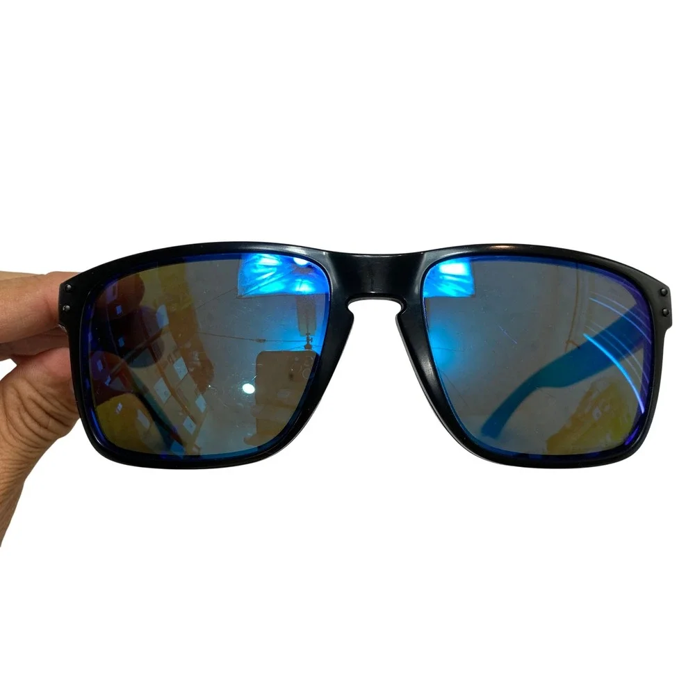 Oakley OO9102 Sunglasses Mens OS Black Holbrook Prizm Blue Mirror Square